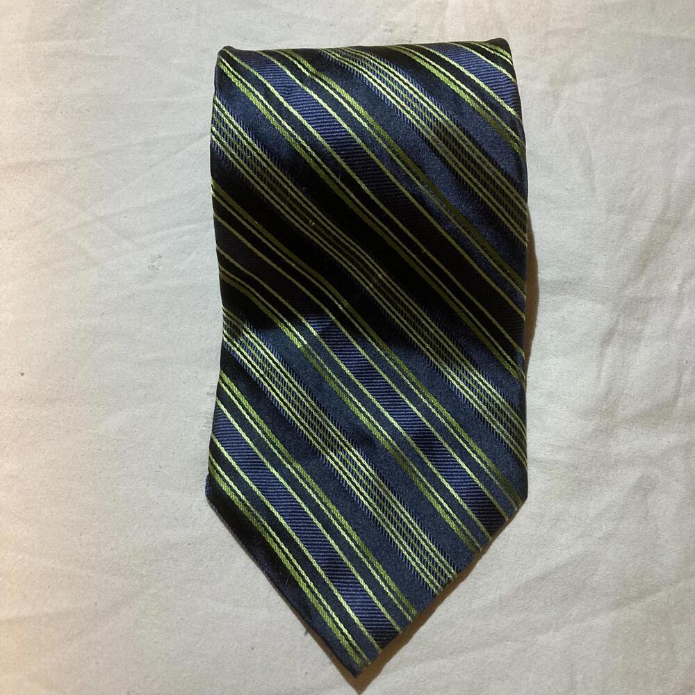 Pierre Cardin Blue/Green Stripes Tie 100% Silk 58 inches